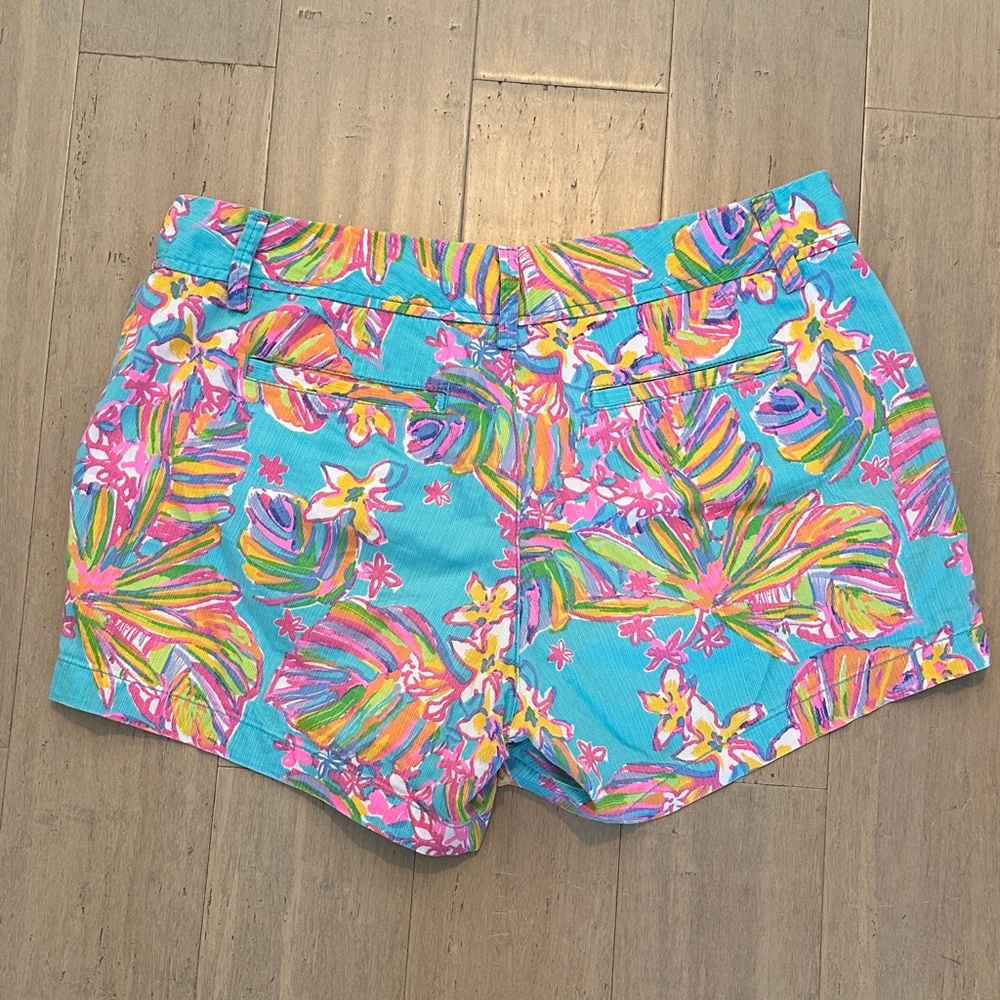 EUC Lilly Pulitzer Callahan Turquoise Tropical Floral Cotton Shorts Beach Resort - Picture 5 of 5